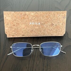 NIB Akila “GRACE” Silver Frame Blue Lens Glasses